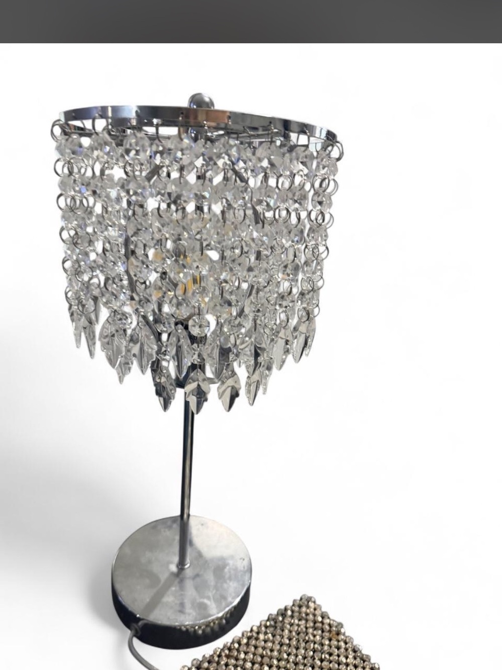 Crystal Bead Table Lamp - Clear and Silver